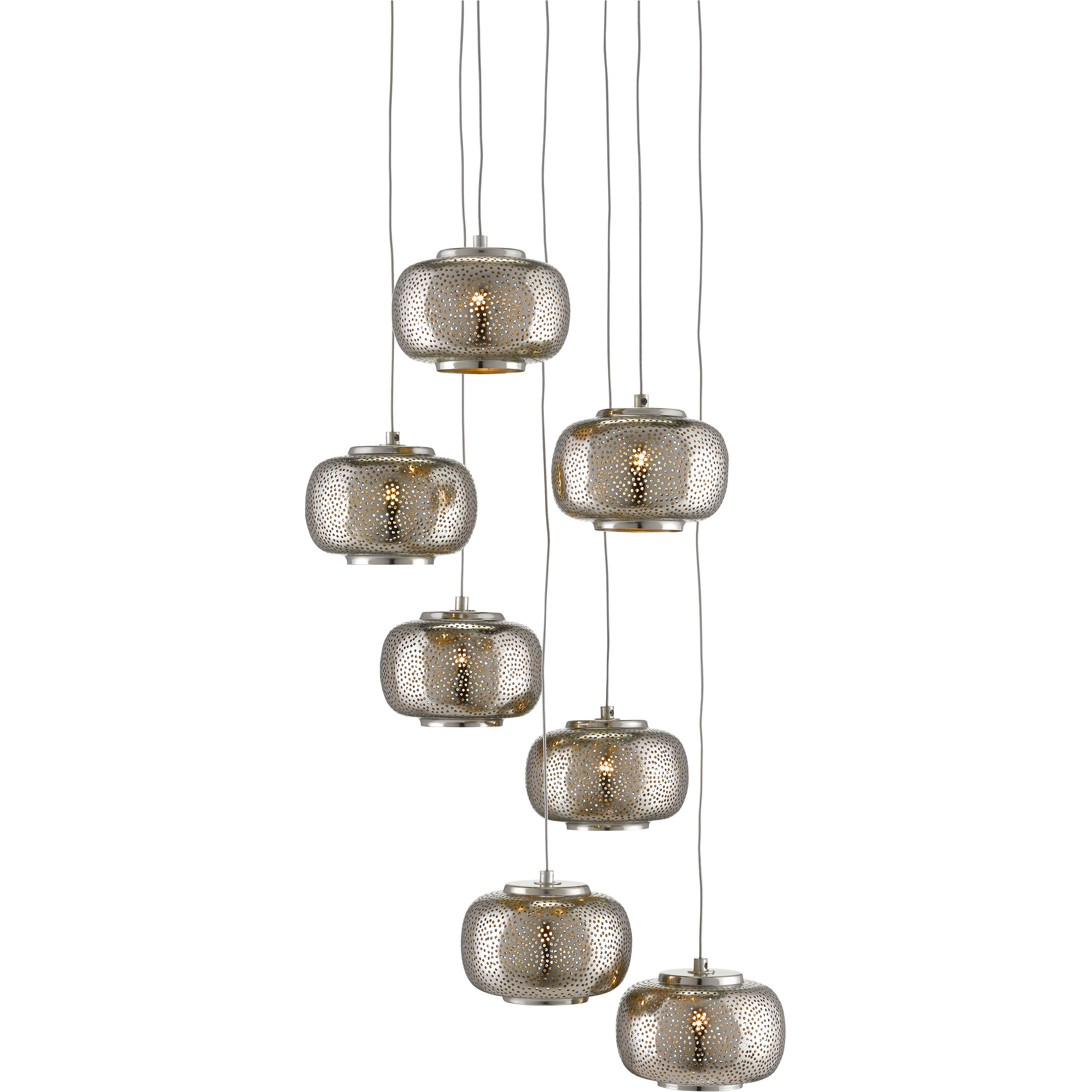 Pepper 7 Light 14.25 inch Painted Silver/Nickel Multi-Drop Pendant Ceiling Light
