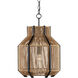 Mali 1 Light 13.5 inch Satin Black/Khaki/Kraft Paper Twine Pendant Ceiling Light