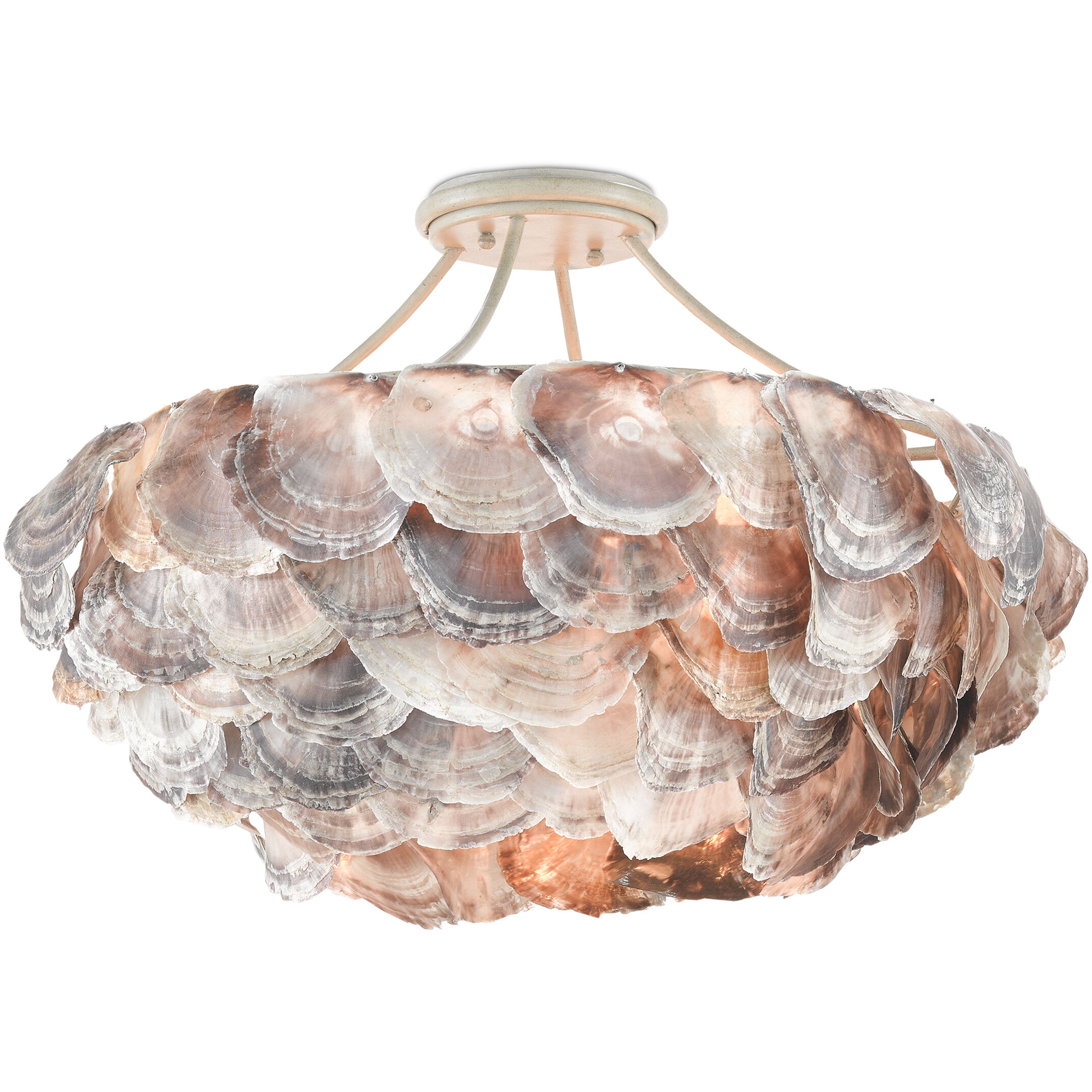 Seahouse 6 Light 22 inch Smokewood/Natural Shell Chandelier Ceiling Light, Convertible to Semi-Flush