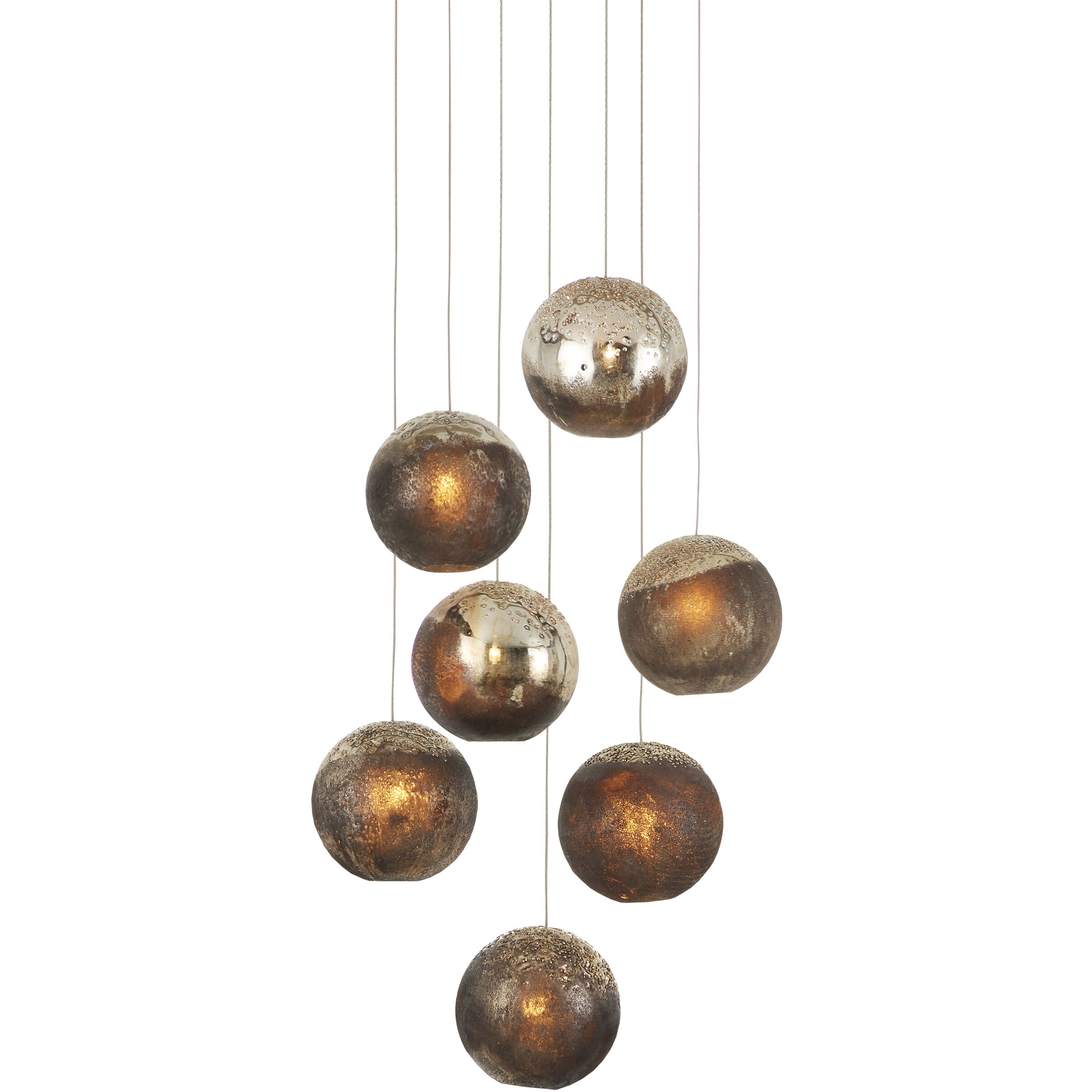 Pathos 7 Light 16 inch Antique Silver and Antique Gold and Matte Charcoal Multi-Drop Pendant Ceiling Light