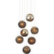 Pathos 7 Light 16 inch Antique Silver and Antique Gold and Matte Charcoal Multi-Drop Pendant Ceiling Light