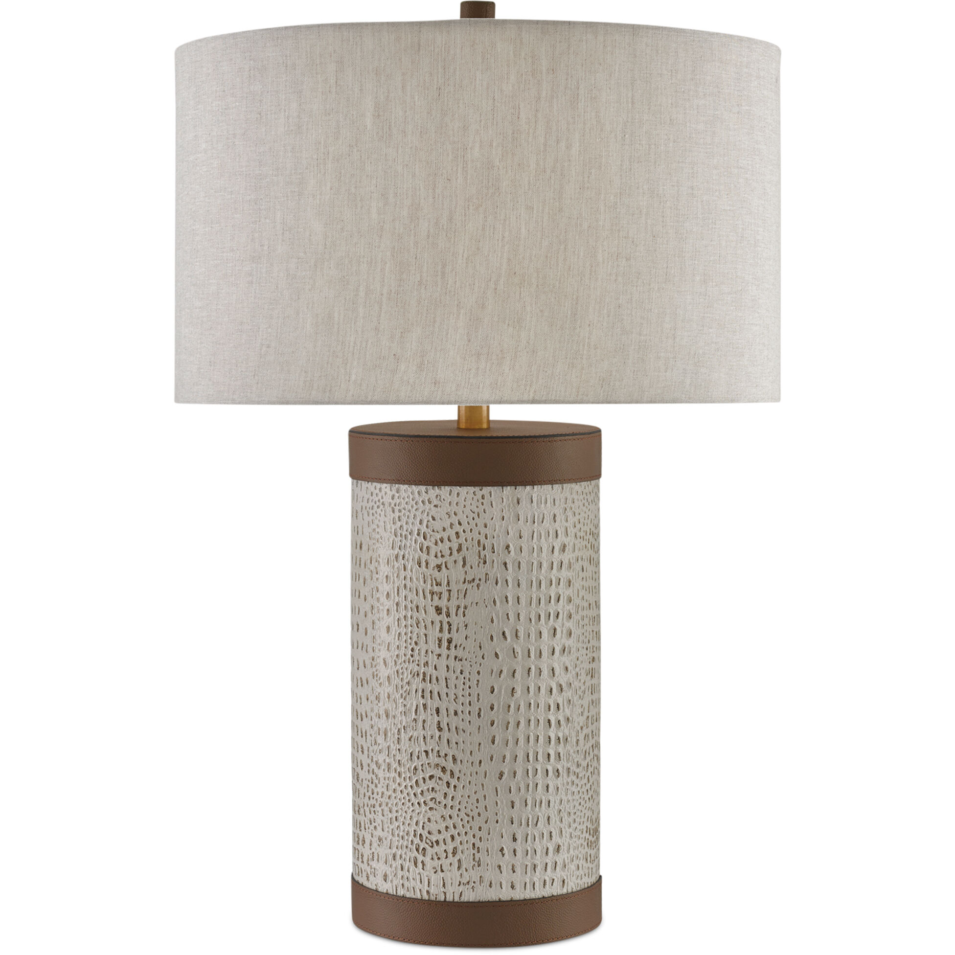 Baptiste 29.5 inch 150 watt Ivory/Brown/Brushed Brass Table Lamp Portable Light