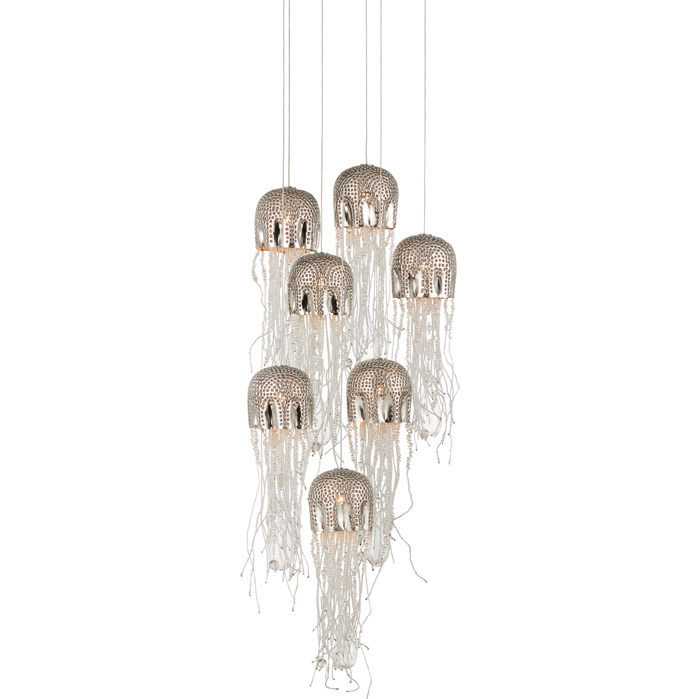 Medusa 7 Light 15 inch Nickel and Silver Multi-Drop Pendant Ceiling Light