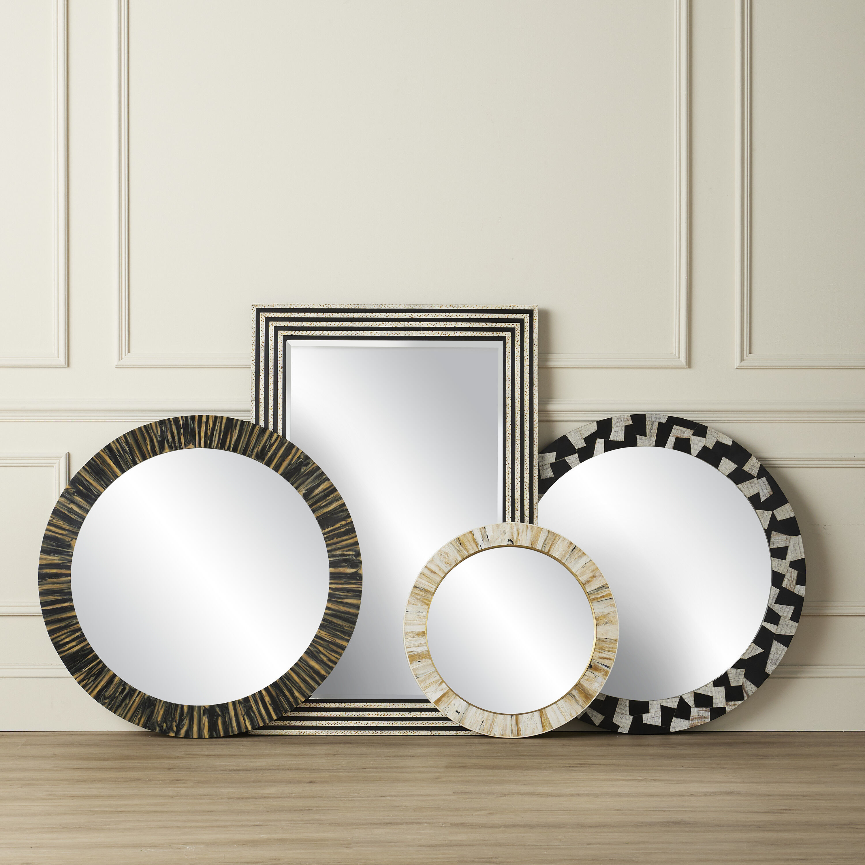 Niva 24 inch Cream and Brass with Mirror Wall Mirror