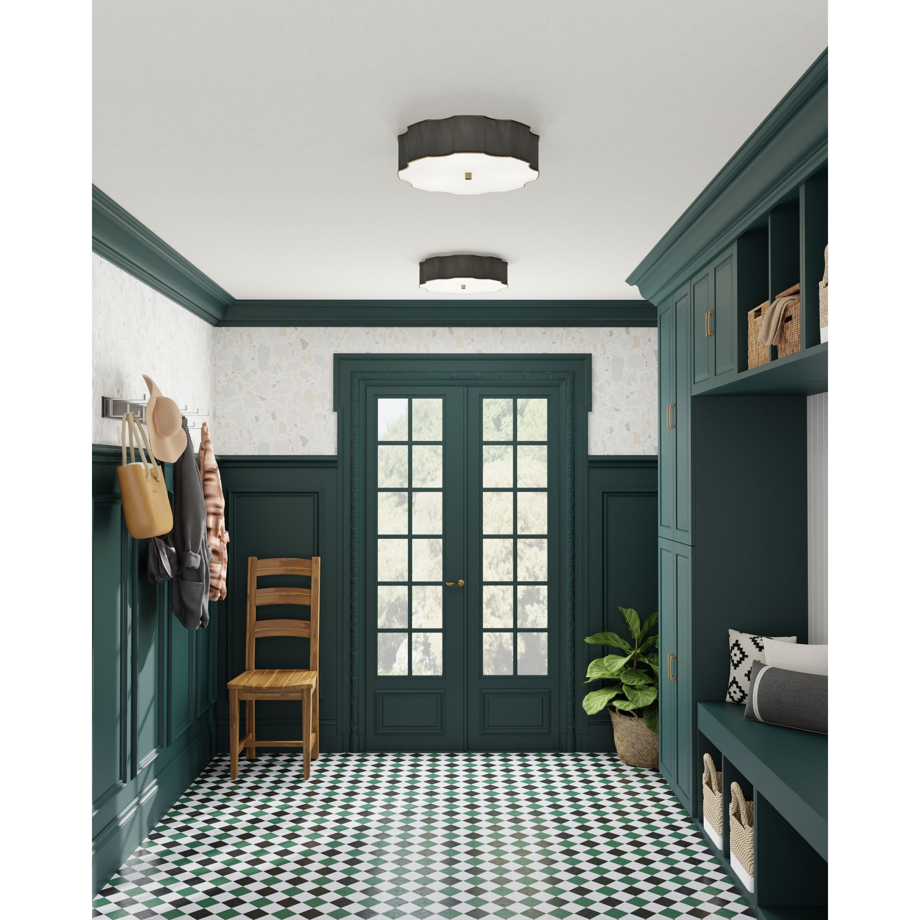 Wexford 3 Light 19.25 inch Antique Brass Flush Mount Ceiling Light