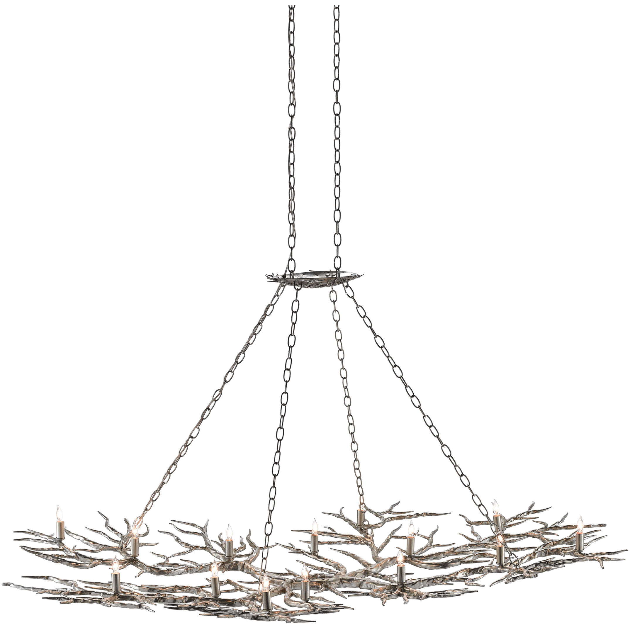 Rainforest 14 Light 74 inch Silver Leaf Chandelier Ceiling Light