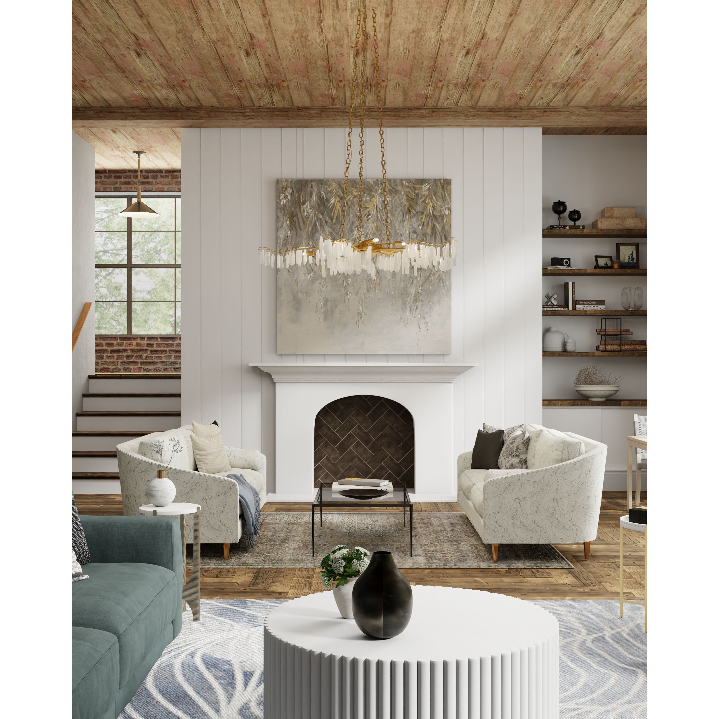 Forest Light 10 Light 62 inch Washed Lucerne Gold/Natural Chandelier Ceiling Light, Aviva Stanoff Collection