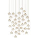 Crystal Bud 36 Light 39 inch Painted Silver/Contemporary Silver Leaf Multi-Drop Pendant Ceiling Light