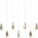 Glace 7 Light 58 inch Raj Mirror and Antique Brass with Silver Multi-Drop Pendant Ceiling Light