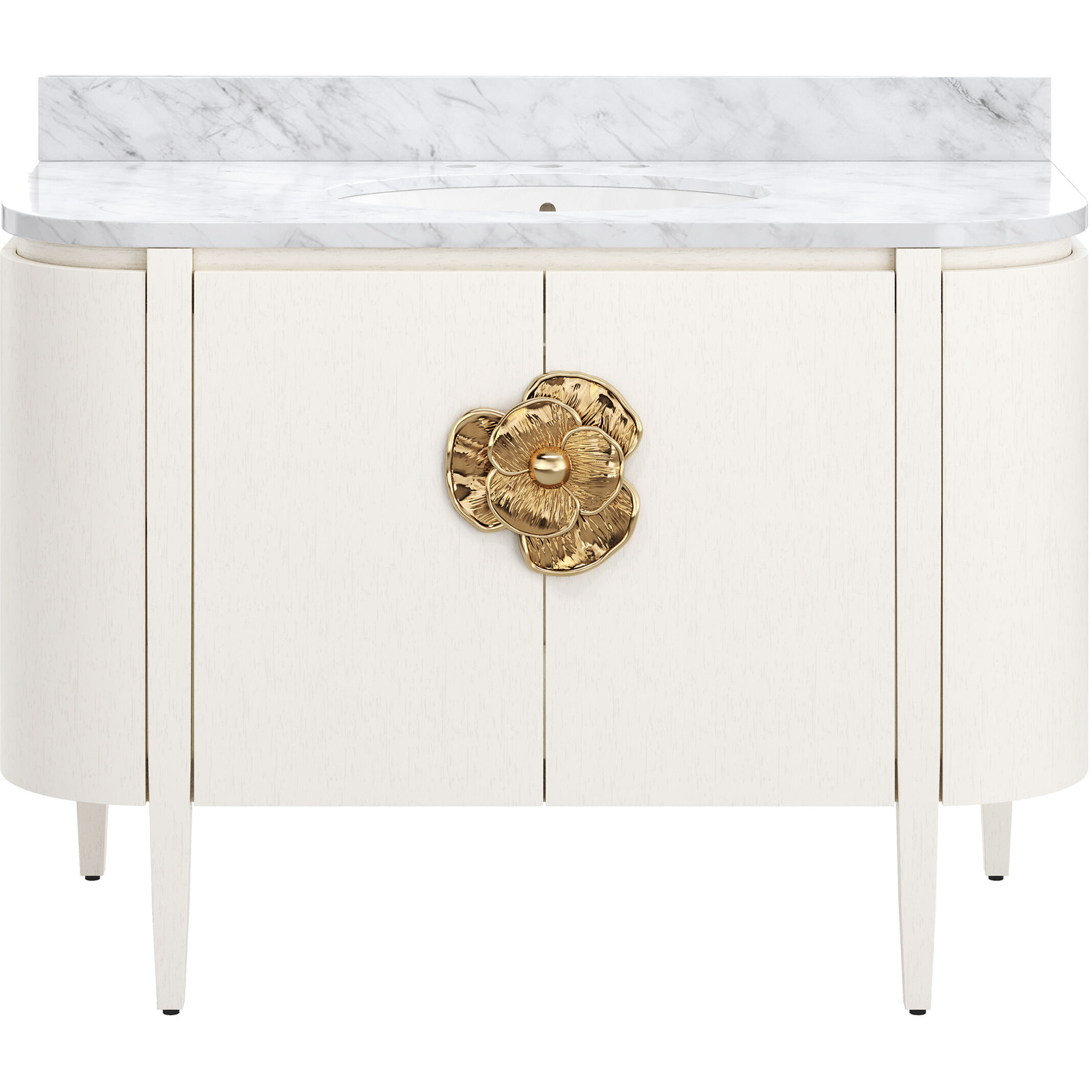 Briallen 48 X 34.25 inch Cerused White/Natural/White/Polished Brass Vanity with Undermount Sink