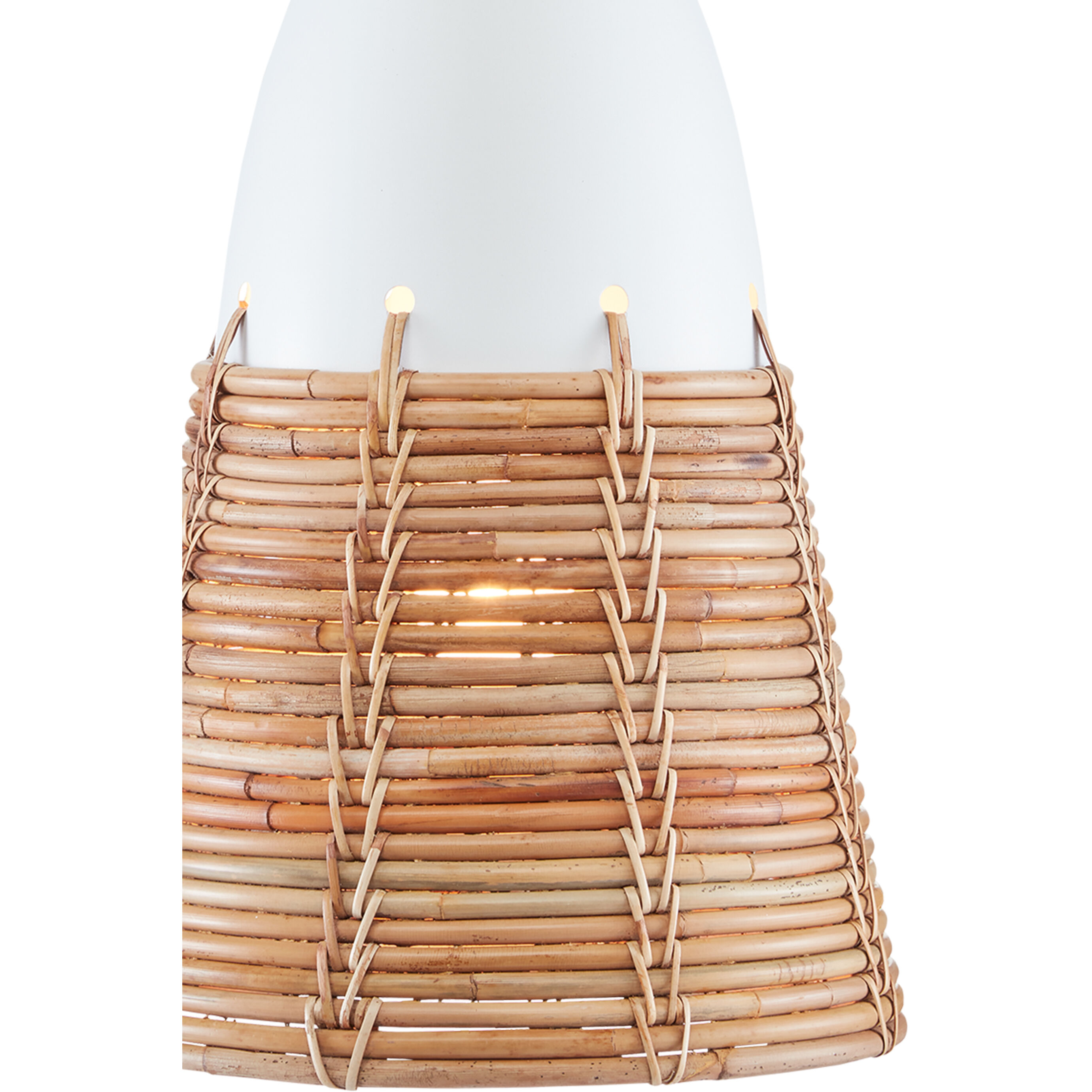 Arundo 1 Light 13.75 inch Gesso White/Natural Rattan Pendant Ceiling Light