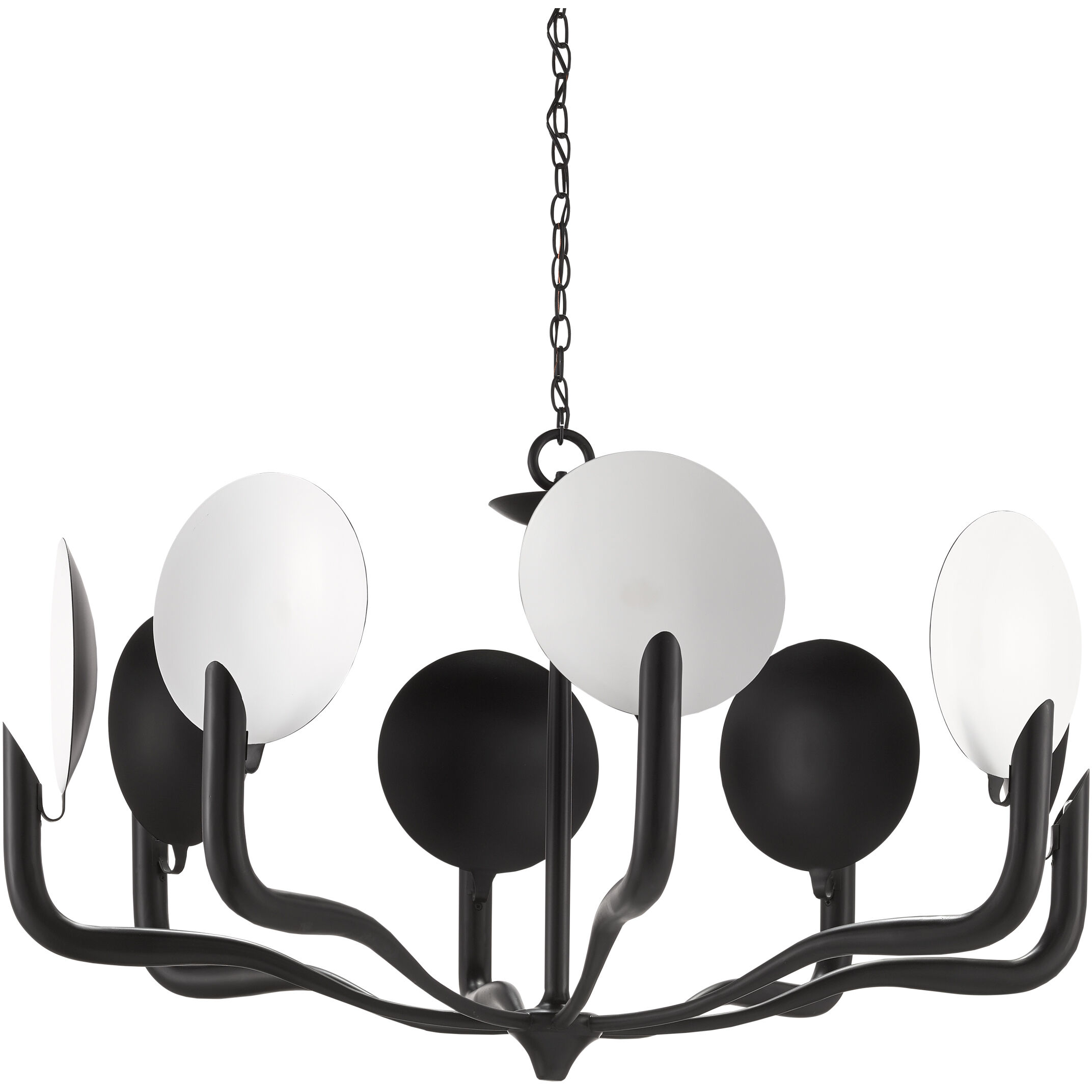 Tirtoff 8 Light 44 inch Satin Black/Sugar White Chandelier Ceiling Light