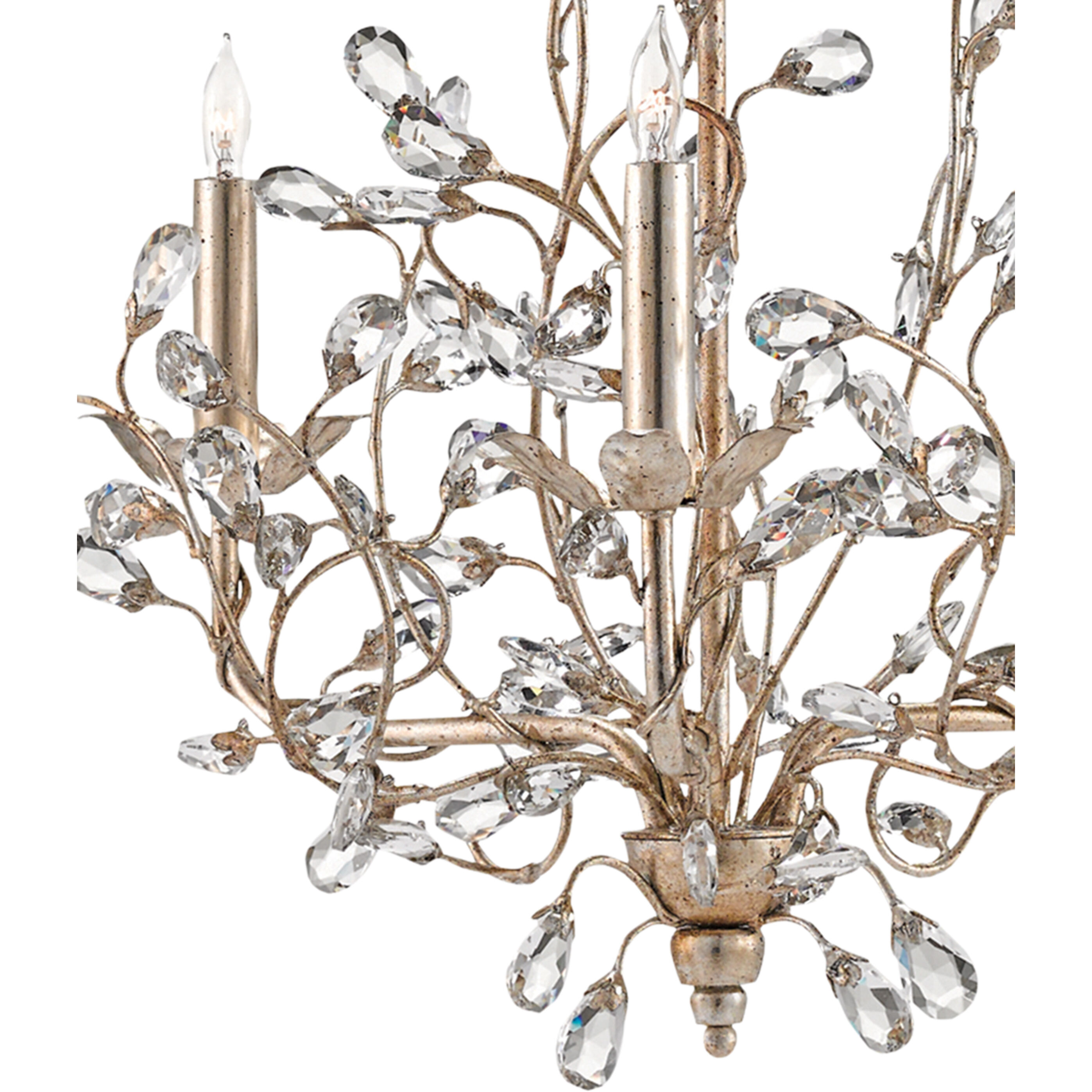 Crystal Bud 3 Light 18 inch Silver Granello Chandelier Ceiling Light, Small