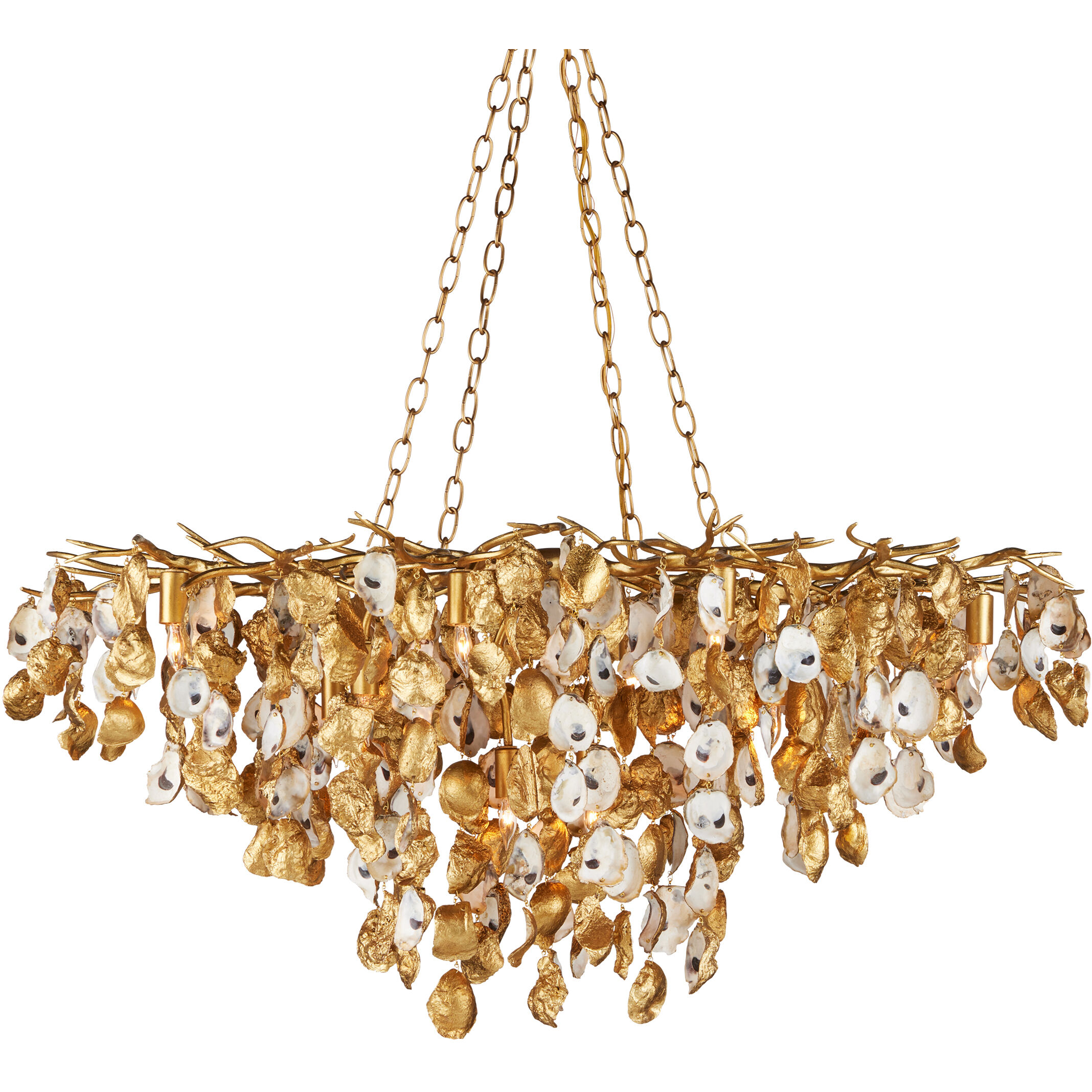 Lucullan 14 Light 43.5 inch Contemporary Gold Leaf/Contemporary Gold/Natural Chandelier Ceiling Light