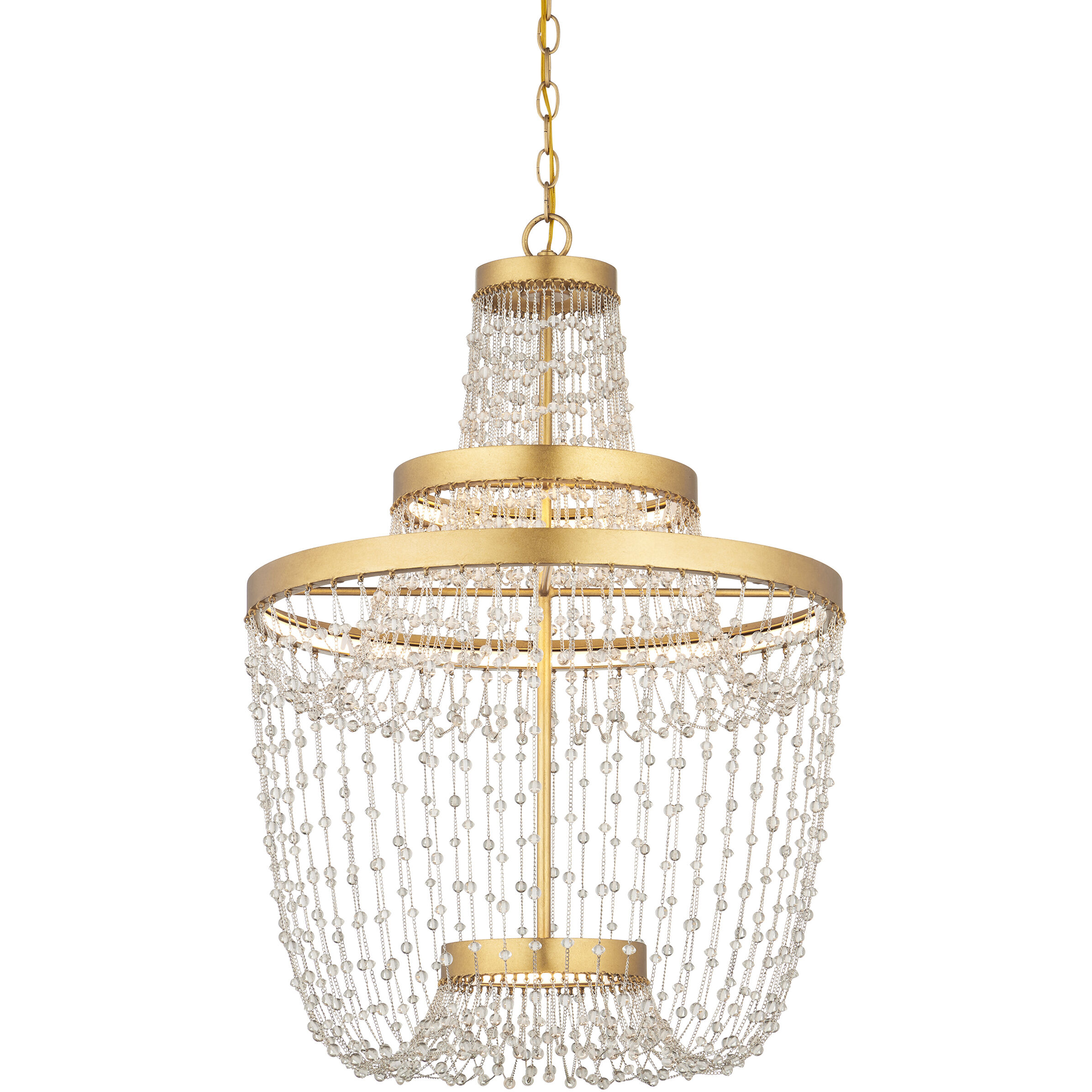 Mademoiselle 3 Light 22 inch Clear/Contemporary Gold Leaf/Contemporary Gold Chandelier Ceiling Light, Medium
