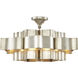 Grand Lotus 6 Light 30 inch Contemporary Silver Leaf Chandelier Ceiling Light, Large, Semi-Flush Convertible