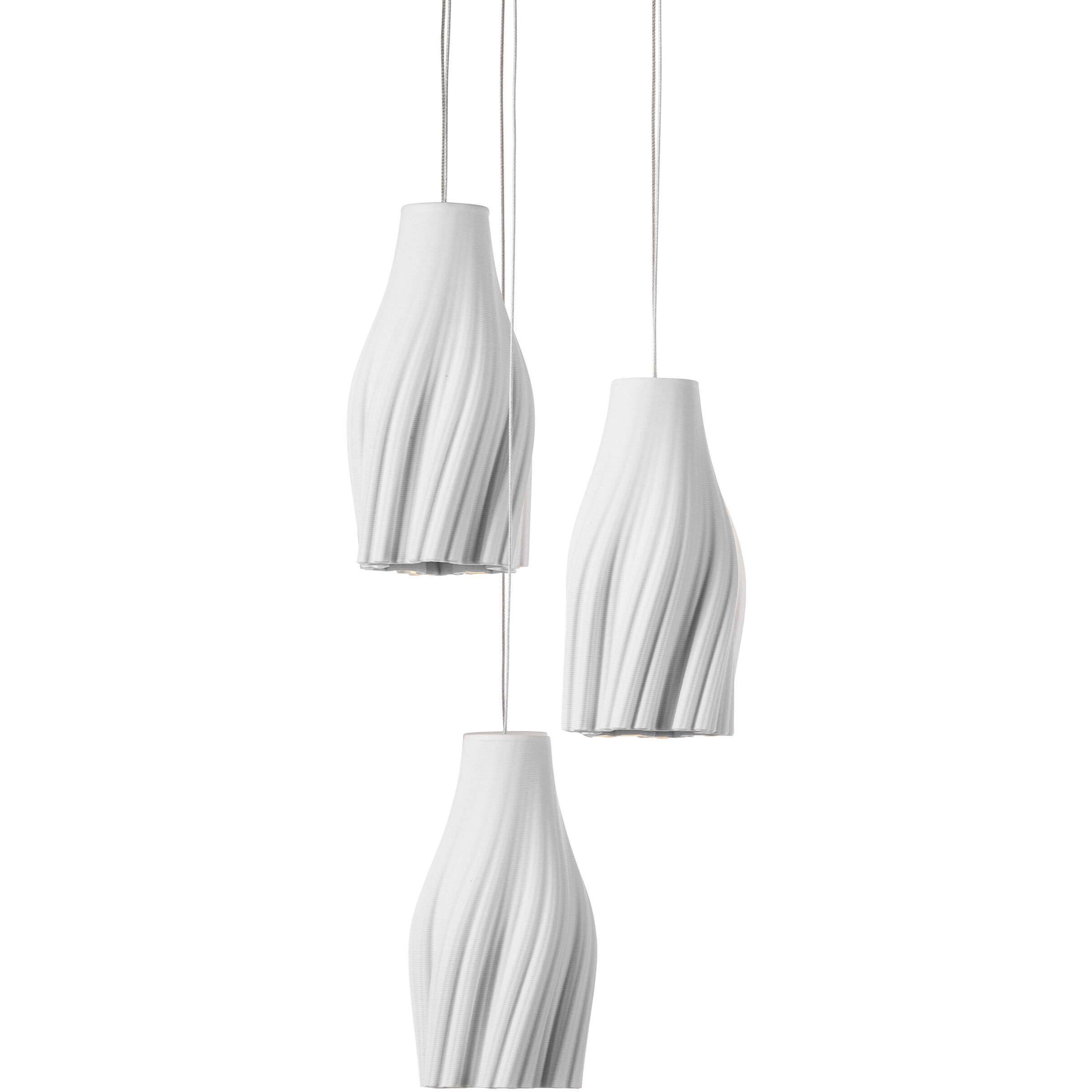 Posh 3 Light 7.5 inch White/Silver Multi-Drop Pendant Ceiling Light