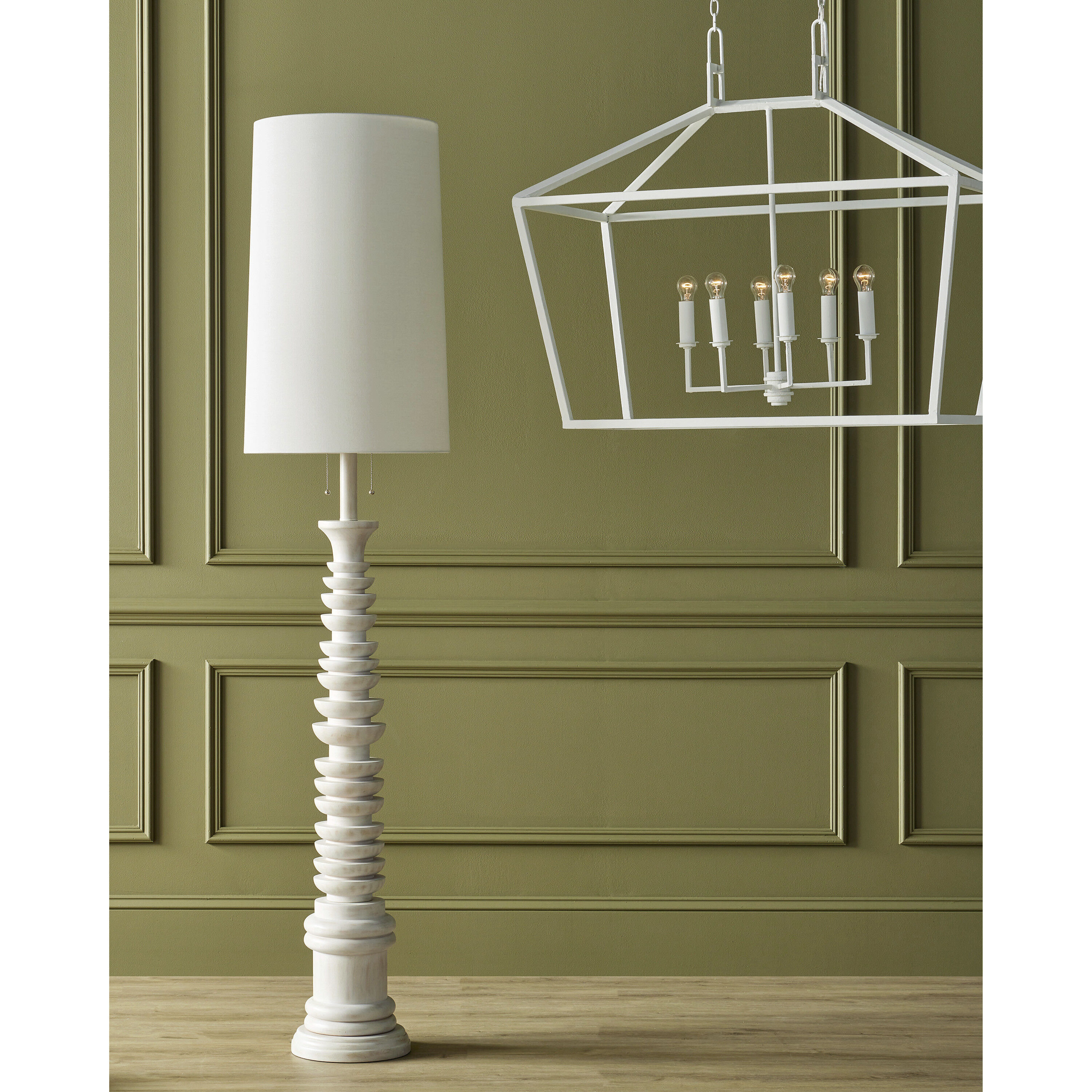 Denison 6 Light 40 inch Gesso White Chandelier Ceiling Light