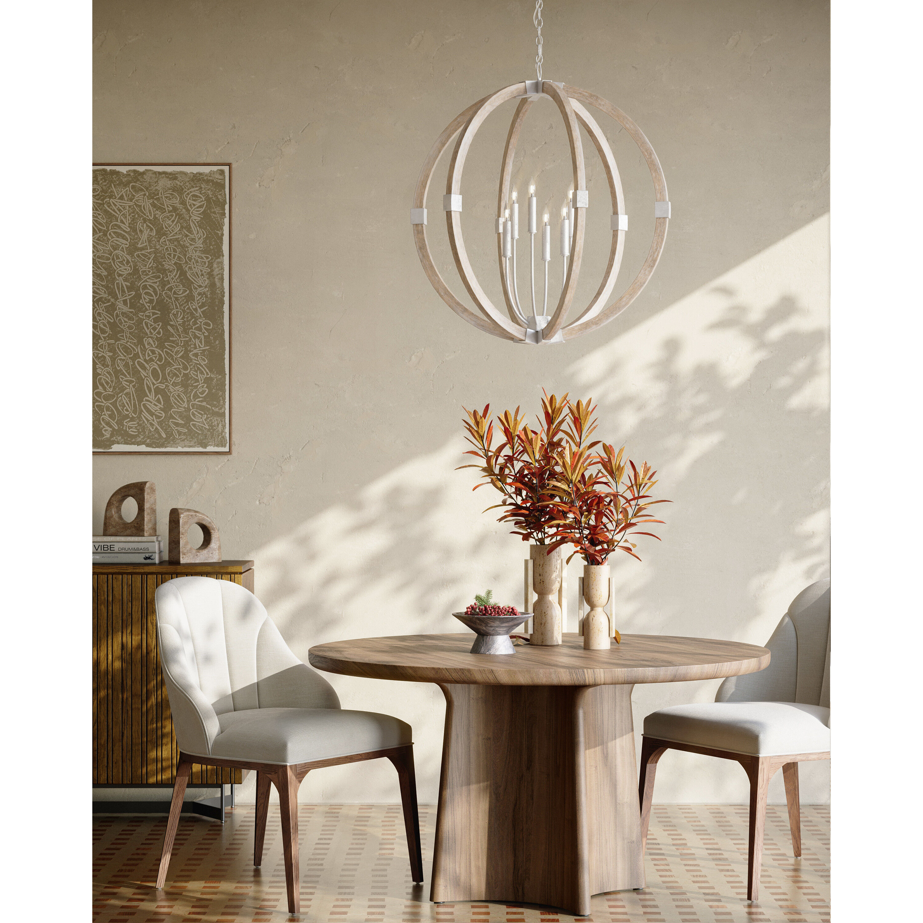 Bastian 6 Light 31 inch Sandstone/Sugar White Orb Chandelier Ceiling Light