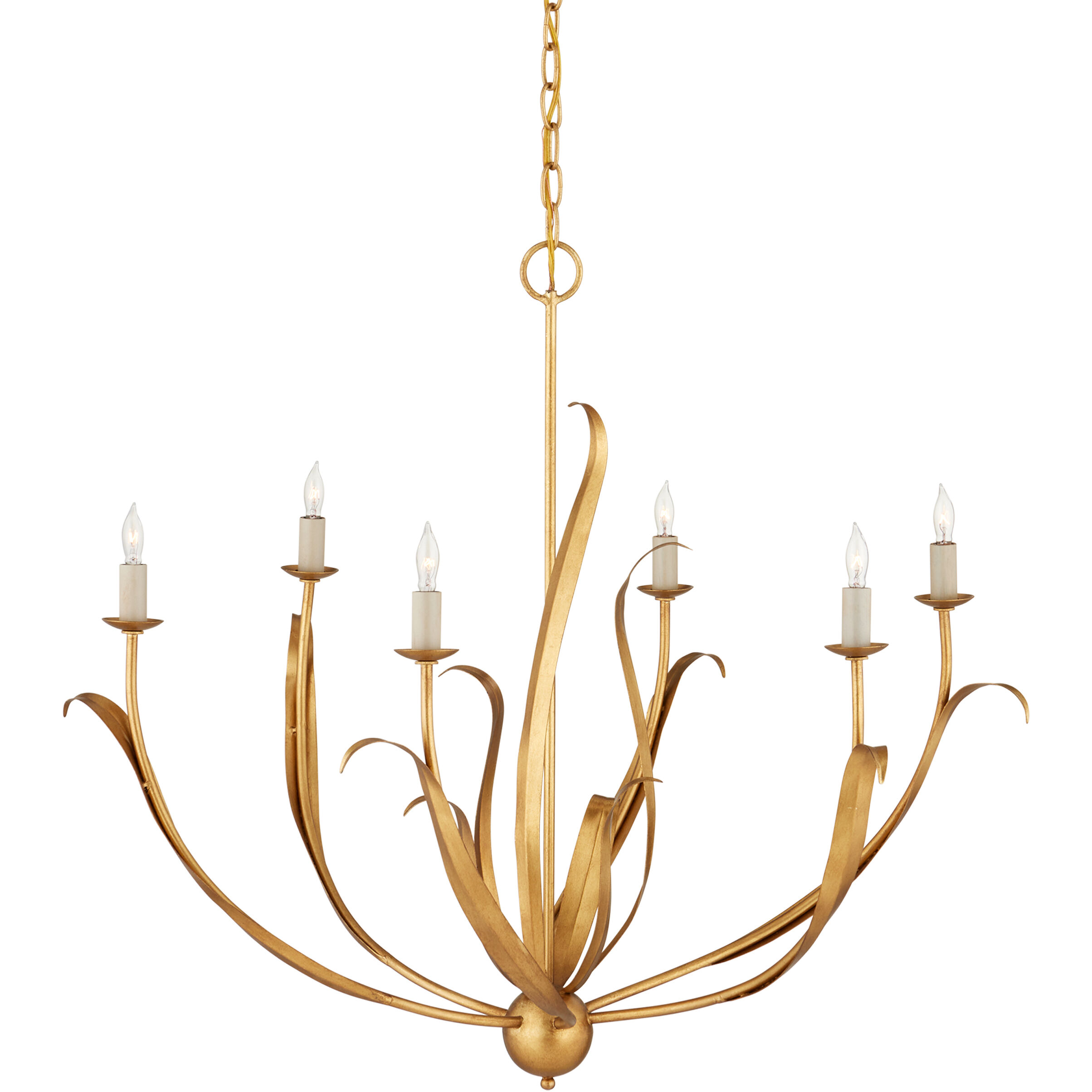 Menefee 6 Light 32 inch Antique Gold Leaf Chandelier Ceiling Light