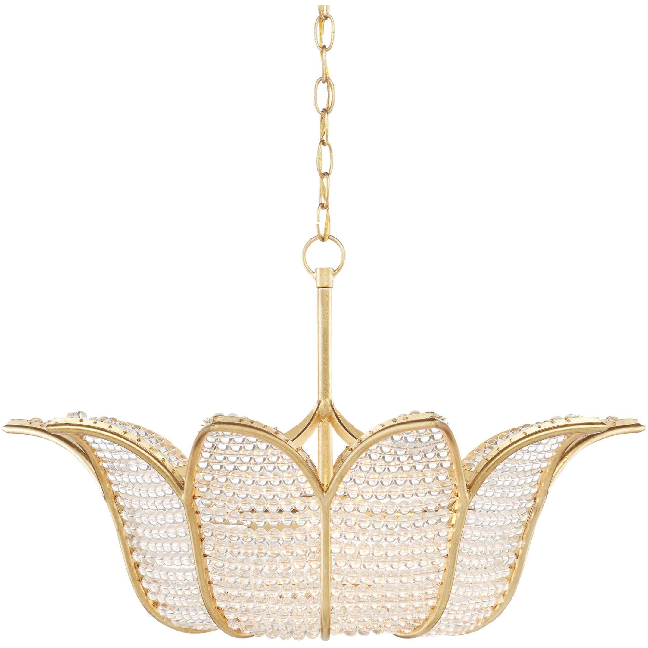 Bebe 3 Light 26.75 inch Contemporary Gold Leaf/Clear Chandelier Ceiling Light