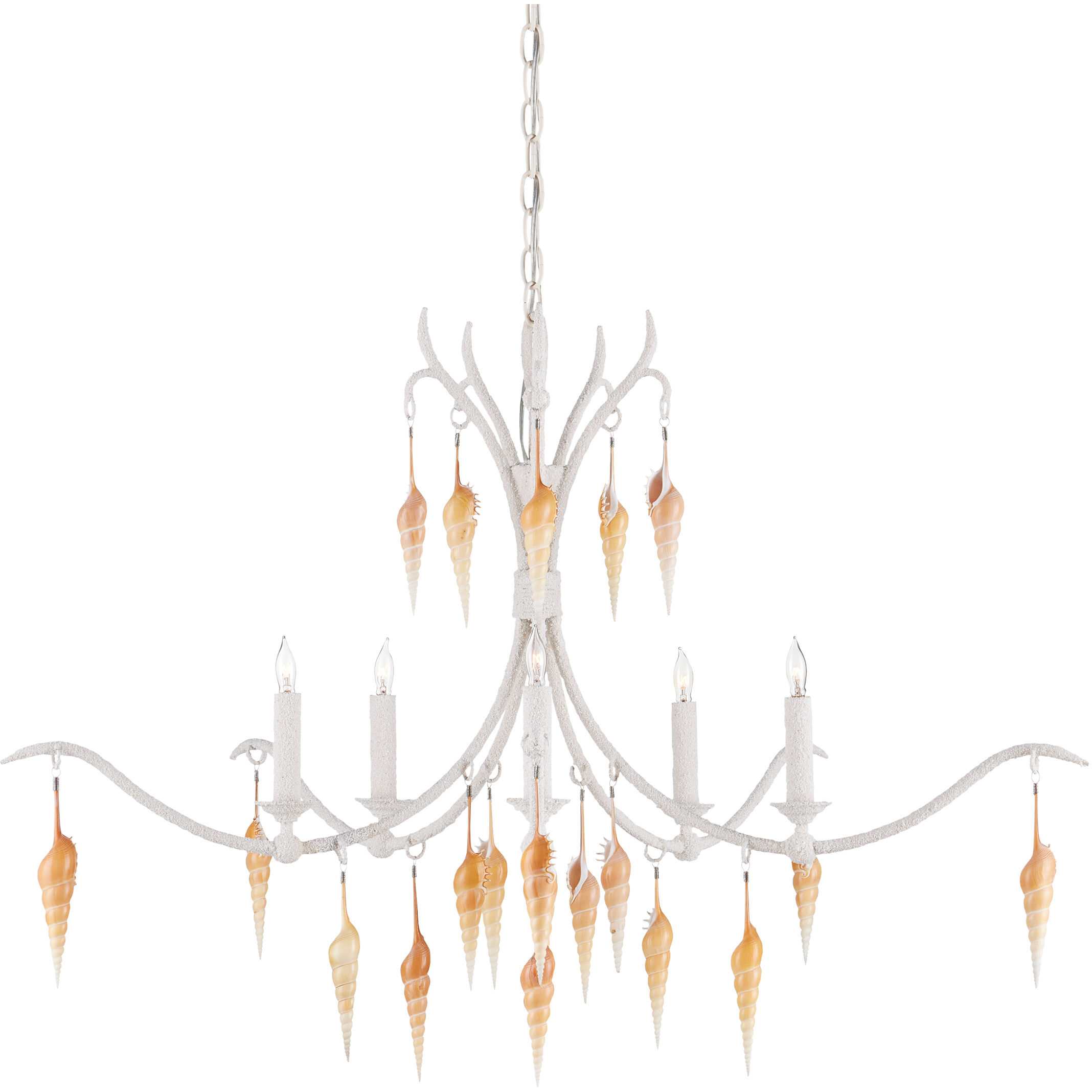 Arcachon 5 Light 39 inch Crushed Shell and Natural with Vanilla Chandelier Ceiling Light
