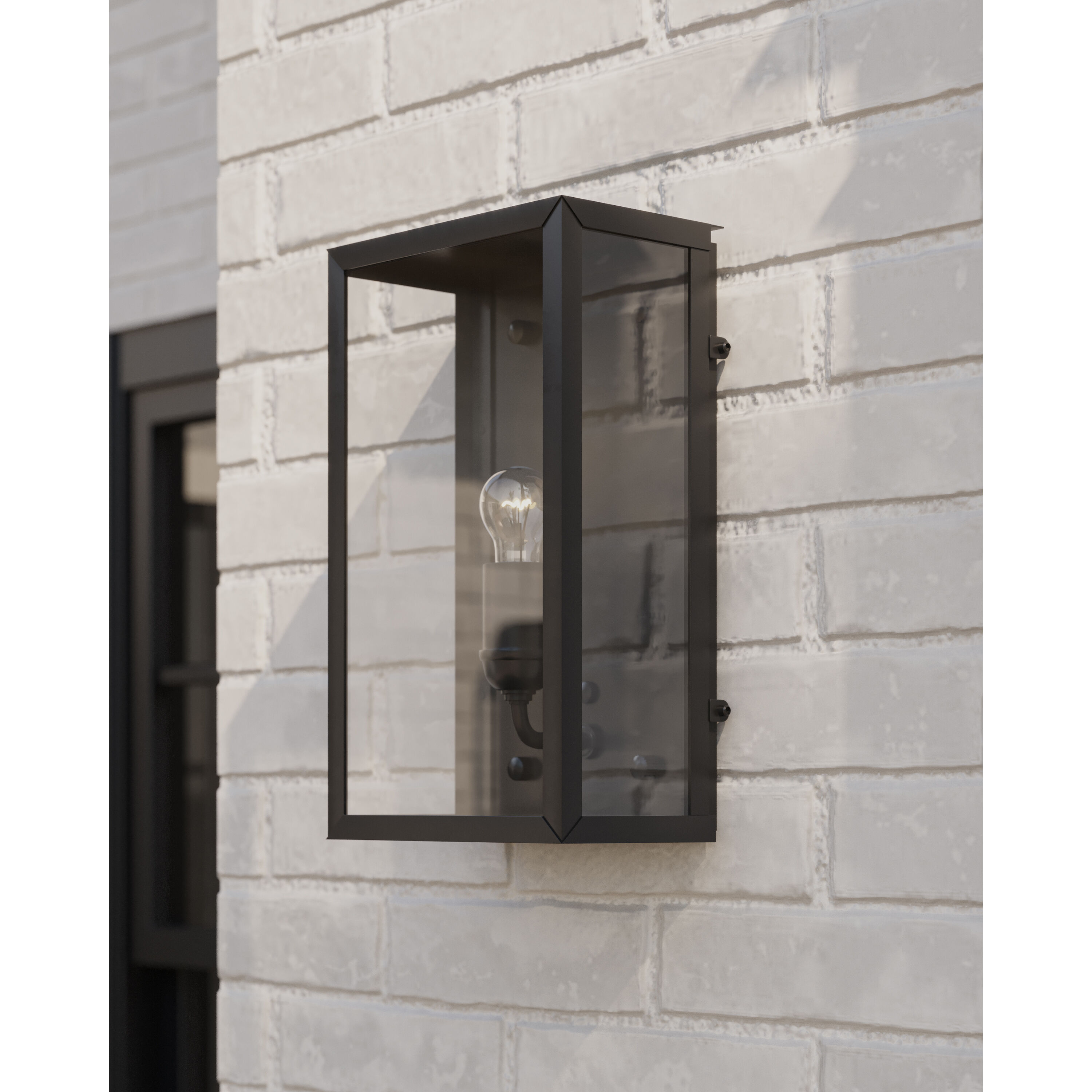 Royster 1 Light 13.75 inch Matte Black/Clear Outdoor Wall Sconce