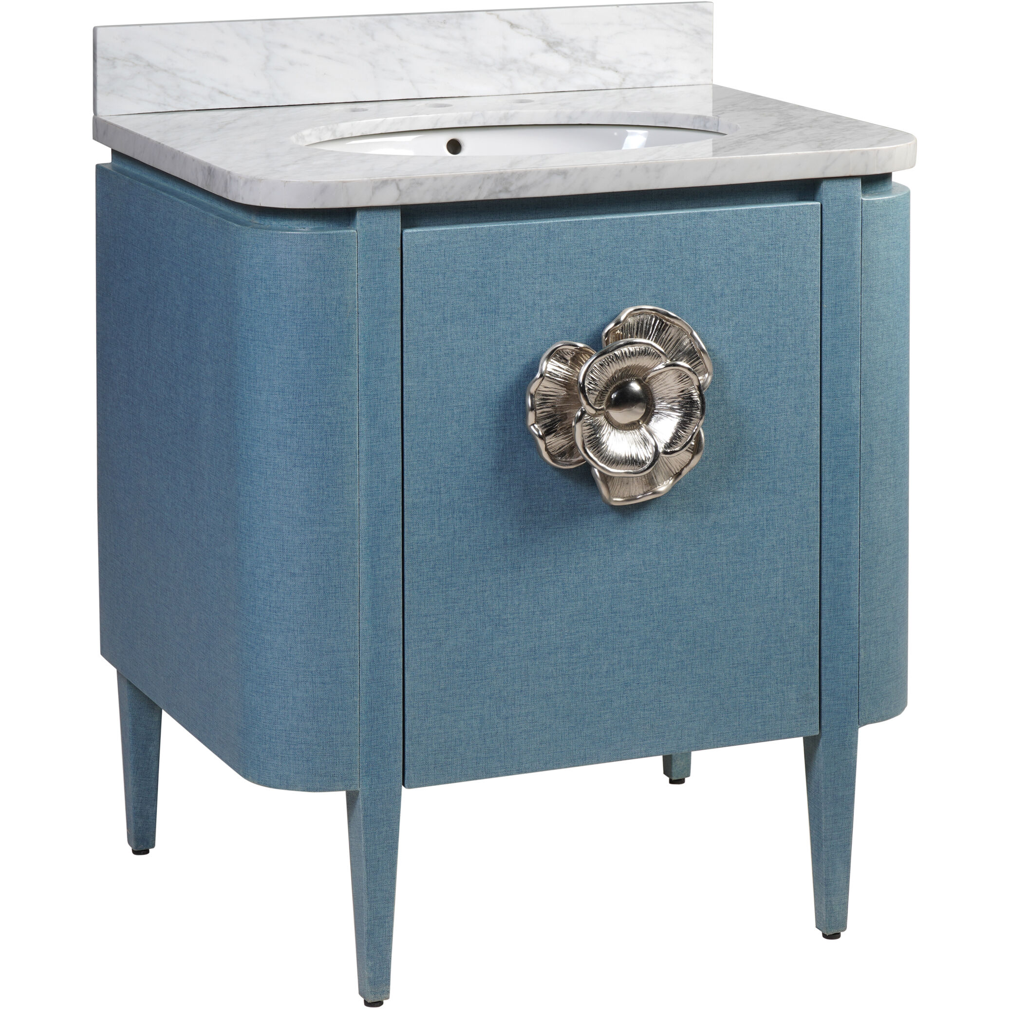 Briallen 30 X 34.25 inch Lacquered Blue Linen/Natural/White/Polished Nickel Vanity with Undermount Sink