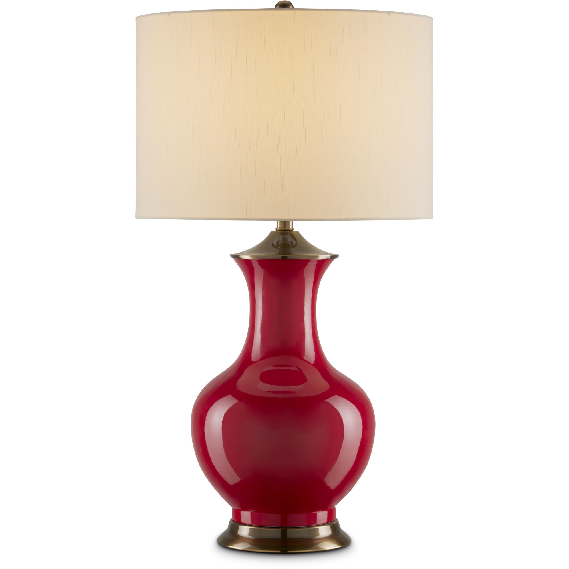 Lilou 31.5 inch 150 watt Red and Antique Brass Table Lamp Portable Light