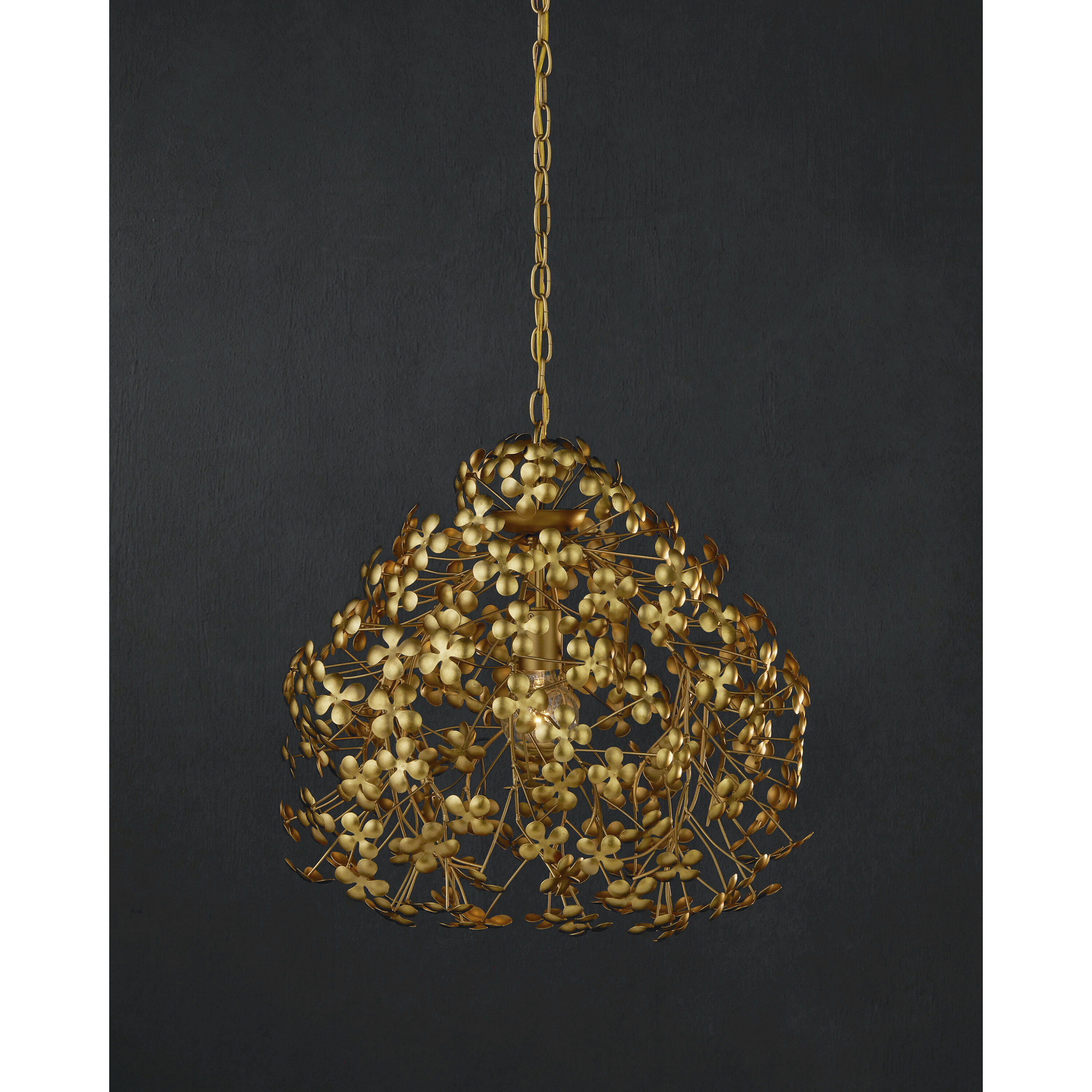 Cloverfield 1 Light 23 inch Contemporary Gold Leaf and Gold Pendant Ceiling Light