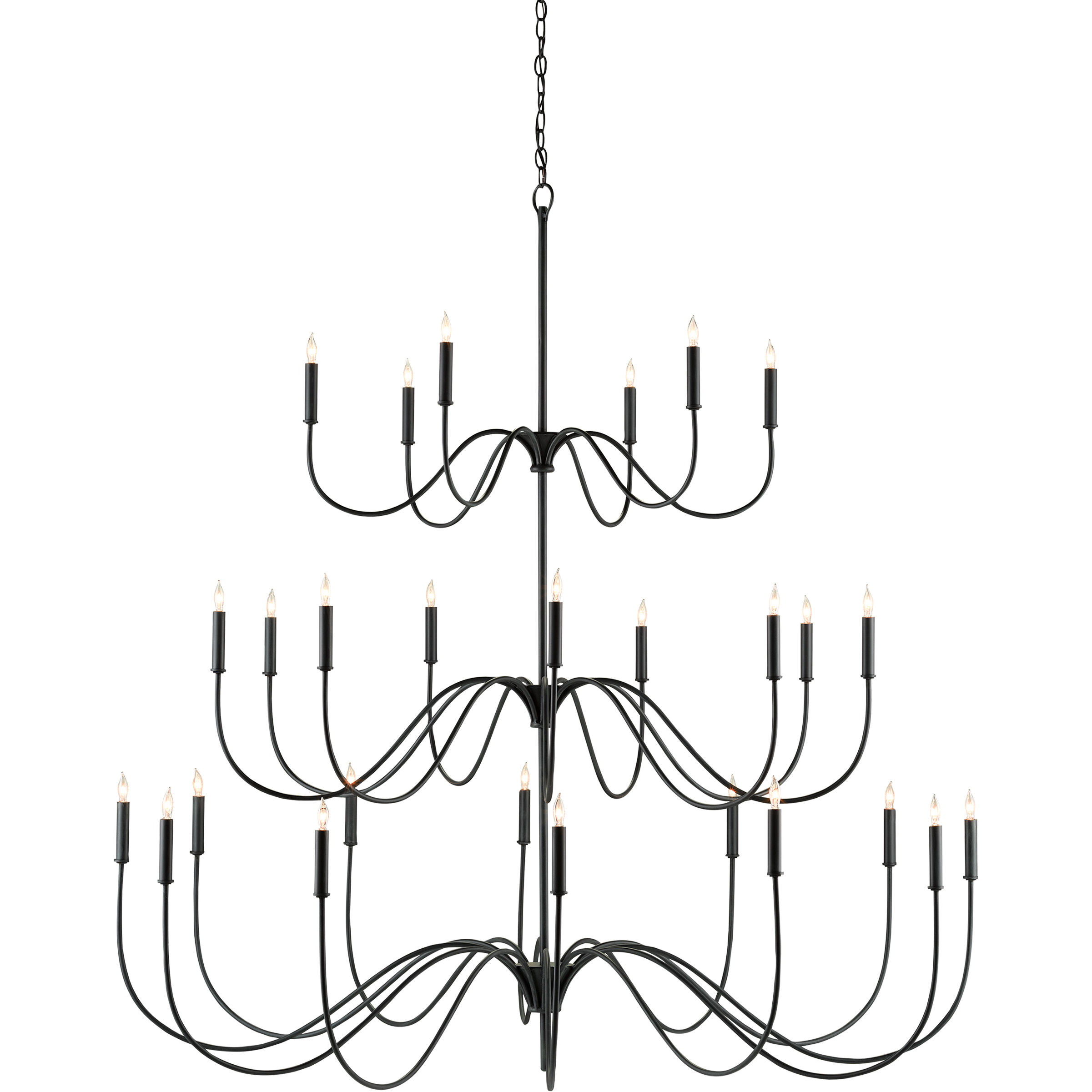 Tirrell 27 Light 58 inch Antique Black Chandelier Ceiling Light, Large