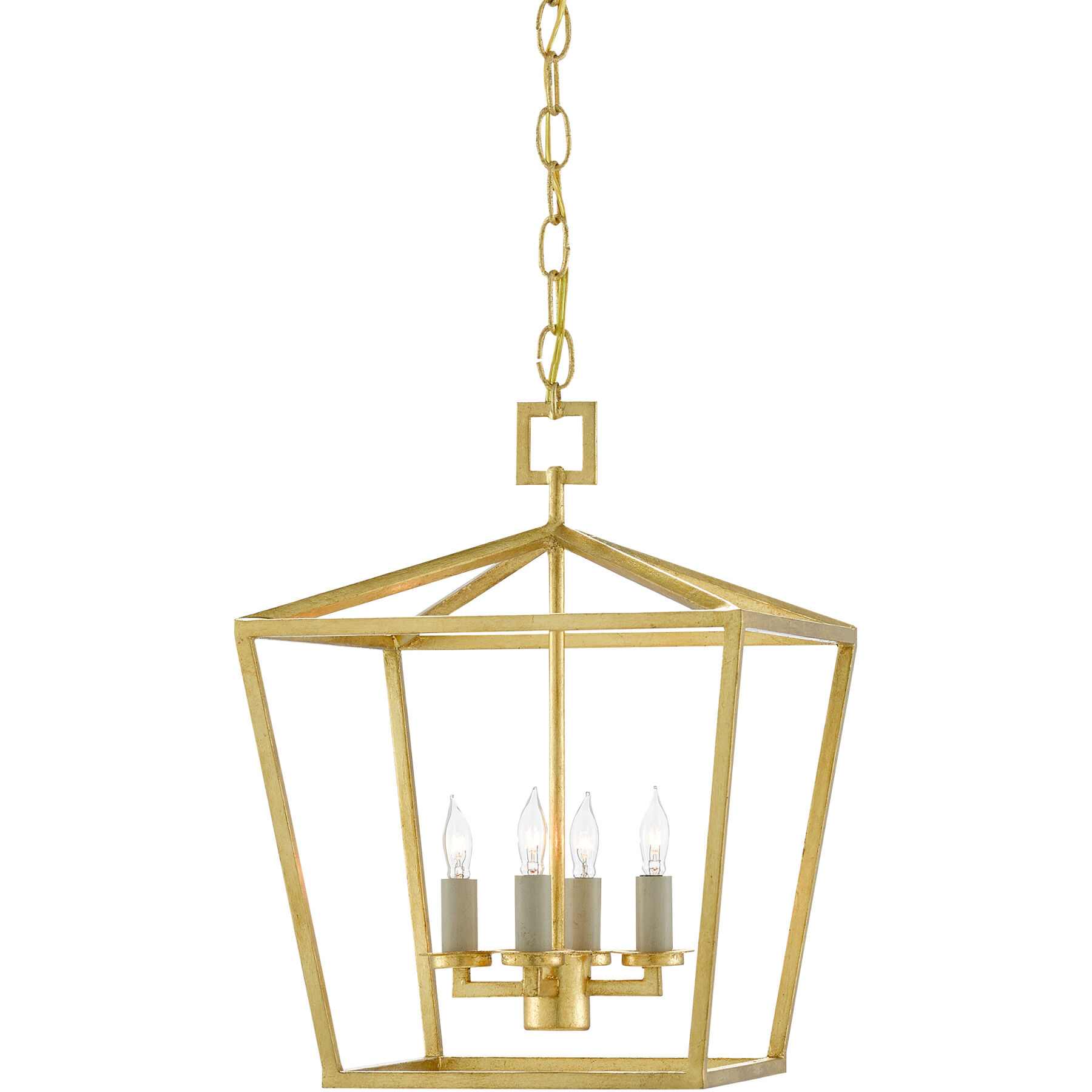 Denison 4 Light 12 inch Contemporary Gold Leaf Lantern Pendant Ceiling Light, Small
