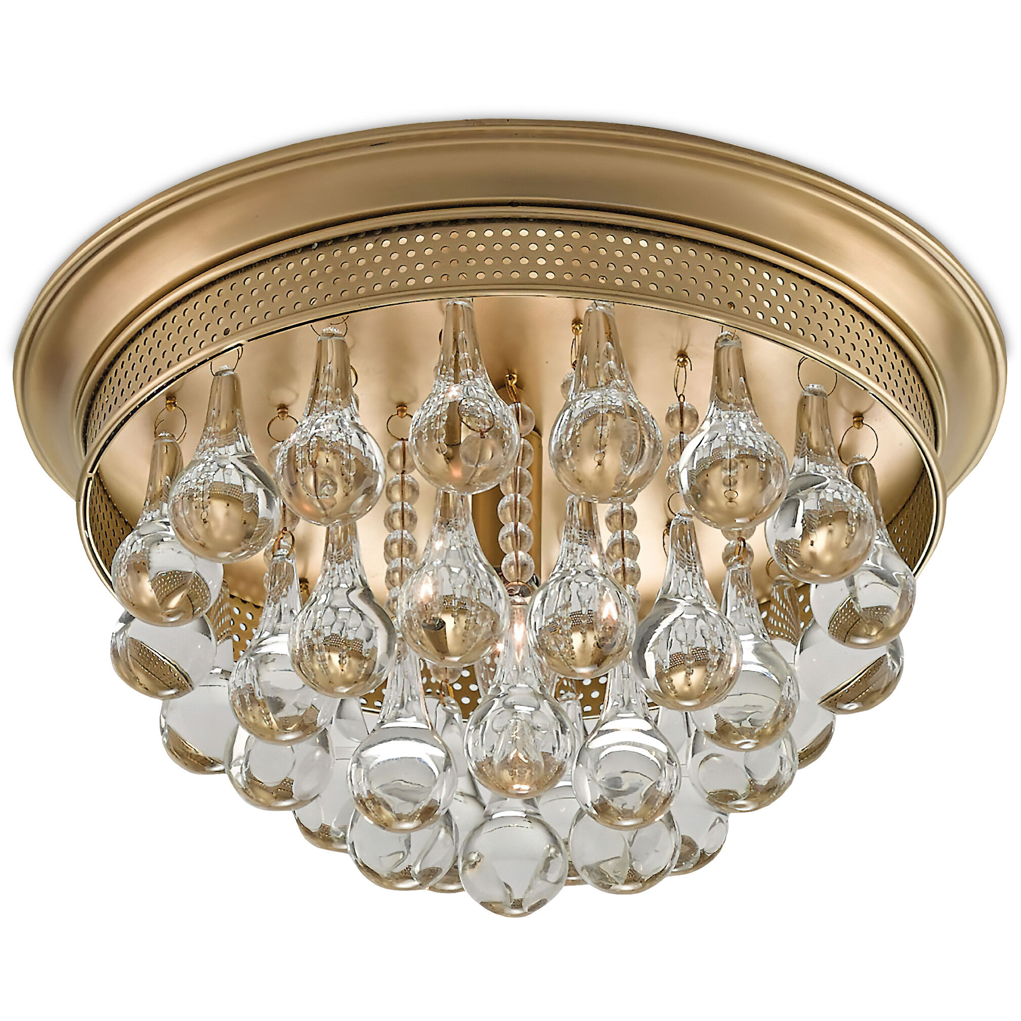 Worthing 1 Light 14 inch Antique Brass Flush Mount Ceiling Light