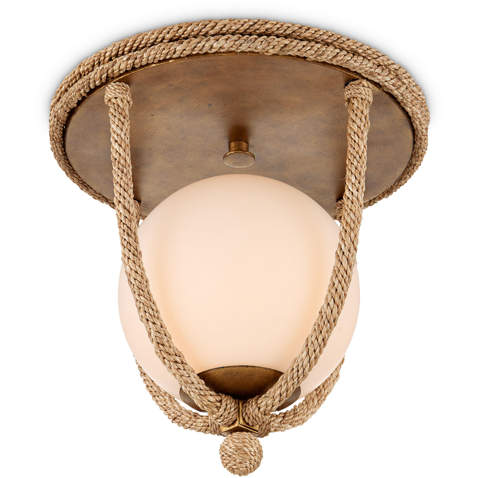 Passageway 1 Light 14.5 inch Natural and Dorado Gold with Frosted White Flush Mount Ceiling Light