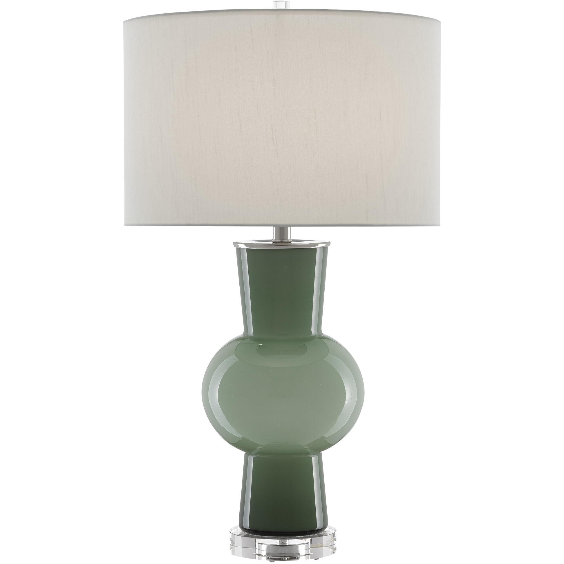 Duende 30 inch 150 watt Light and Dark Green/Polished Nickel/Clear Table Lamp Portable Light